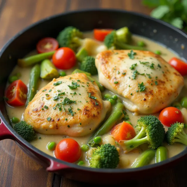 One-Pan Creamy Parmesan Chicken and Vegetables