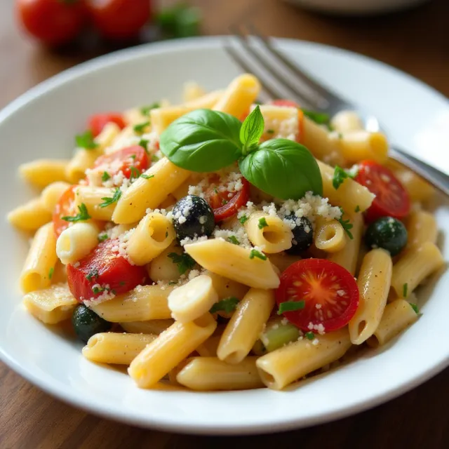 Penne, Tomato, and Mozzarella Salad