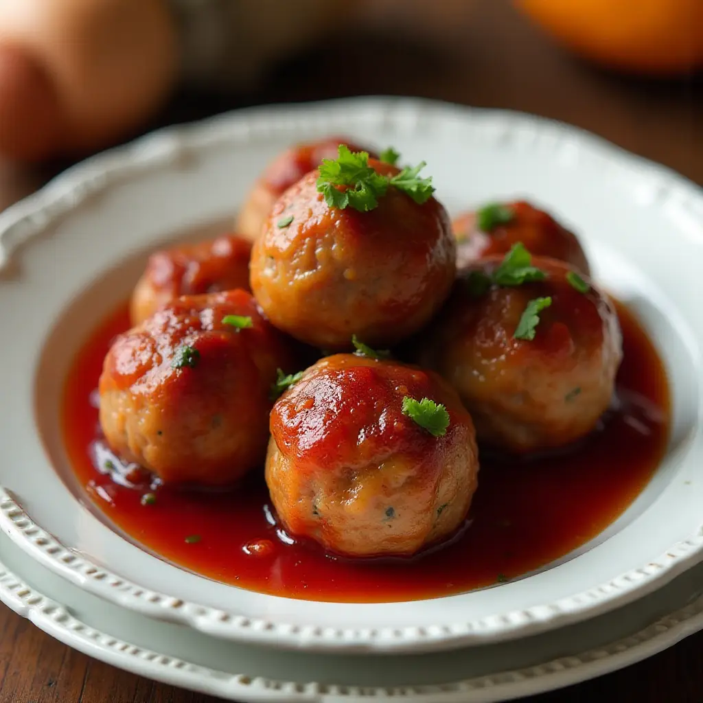 Turkey Cocktail Meatballs with Orange Cranberry Glaze