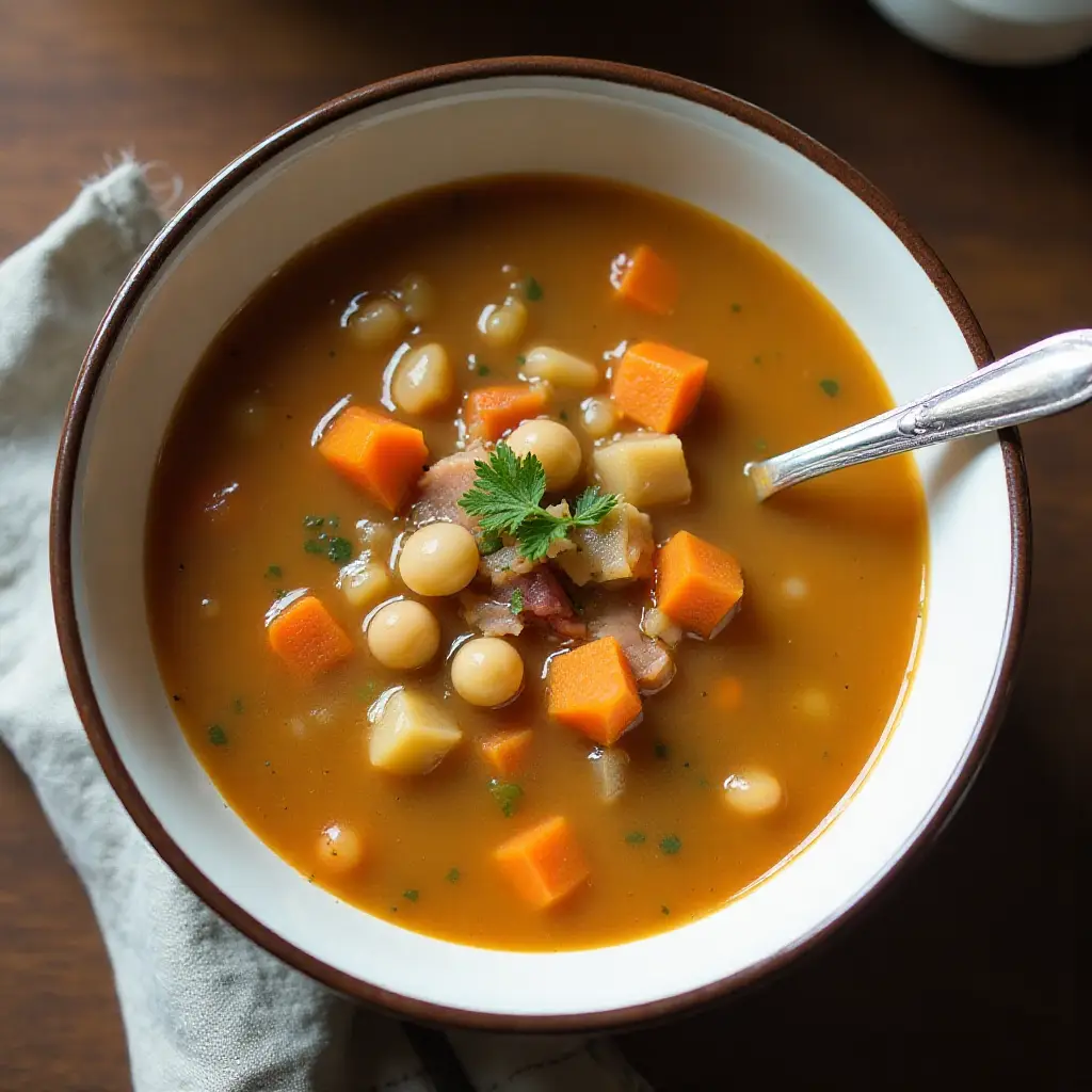 Split Pea Soup with Homemade Ham Bone Stock