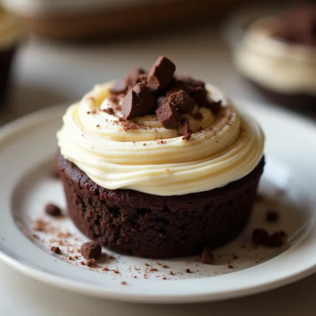 Air Fryer Mini Dark Chocolate Cake with Brown Butter Frosting