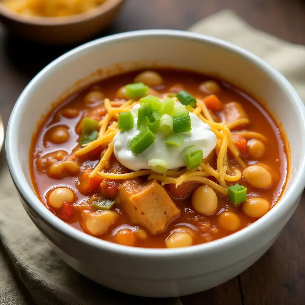 Slow Cooker Buffalo White Chicken Chili