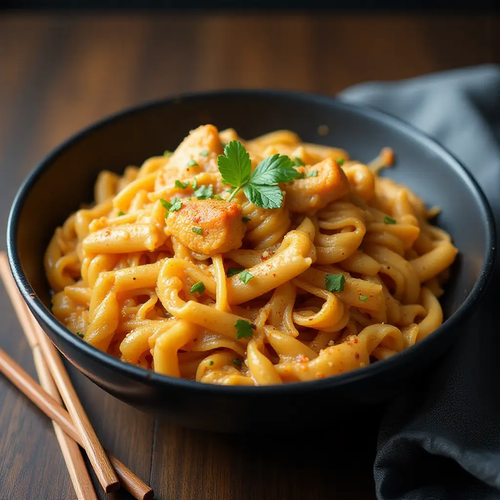 One Pan Spicy Soy Noodles with Chicken
