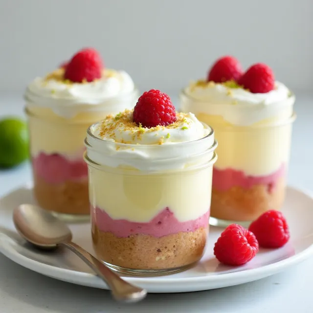 Key Lime and Raspberry Pies in Jars