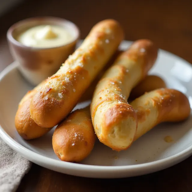 Soft Pretzel Sticks with Honey Mustard Dipping Sauce