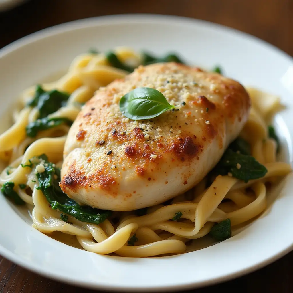 Oven Chicken and Linguini