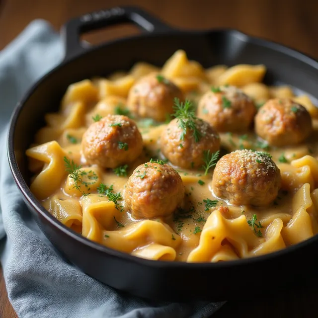 Swedish Meatball Pasta Bake