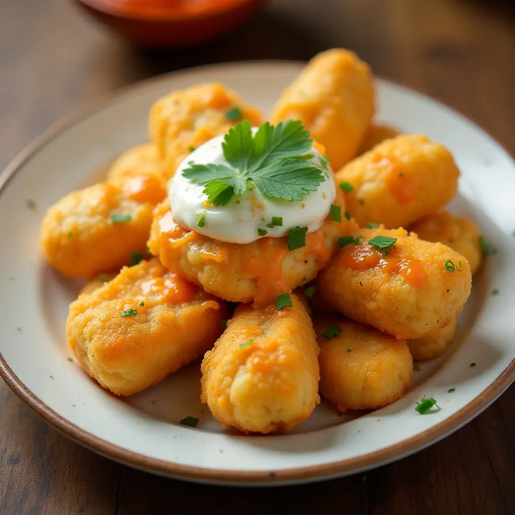 Air Fryer Buffalo Chicken Totchos