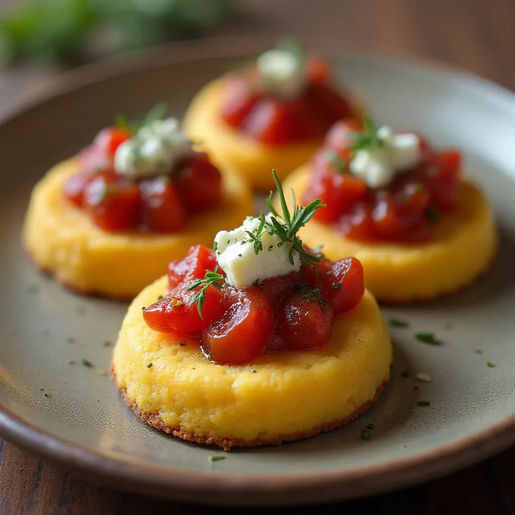 Crispy Polenta Bites with Jammy Tomato Topper