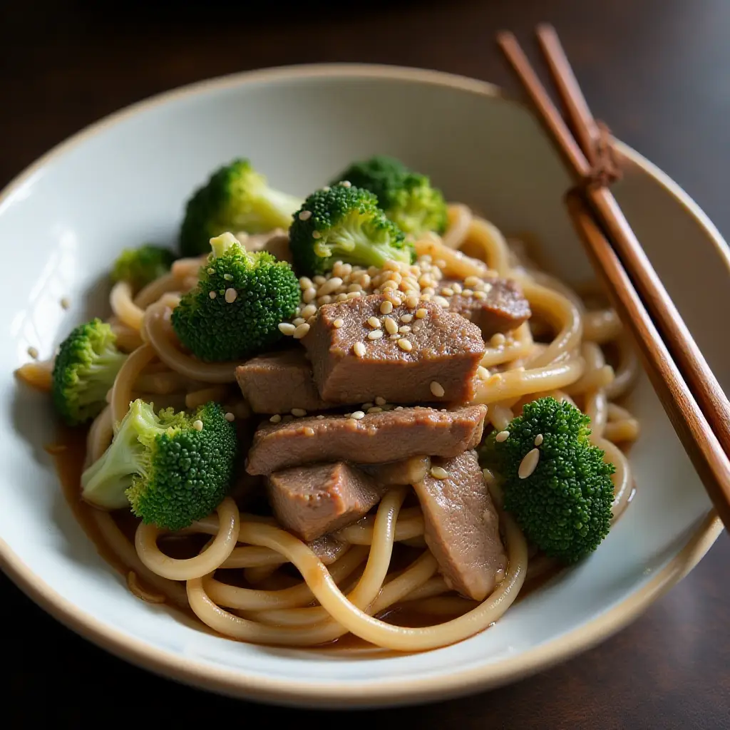 Beef and Broccoli Udon Noodles