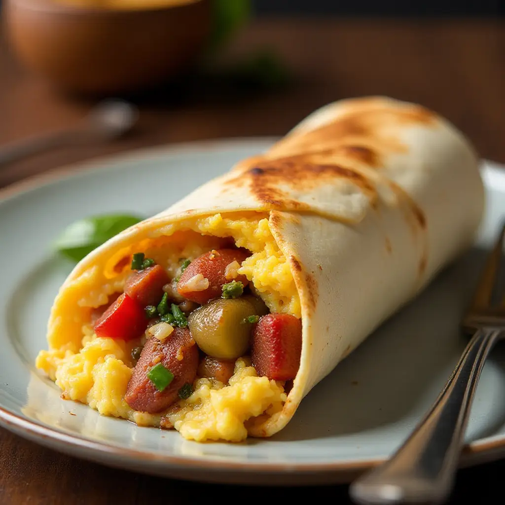 Breakfast Burrito with Potatoes and Chorizo