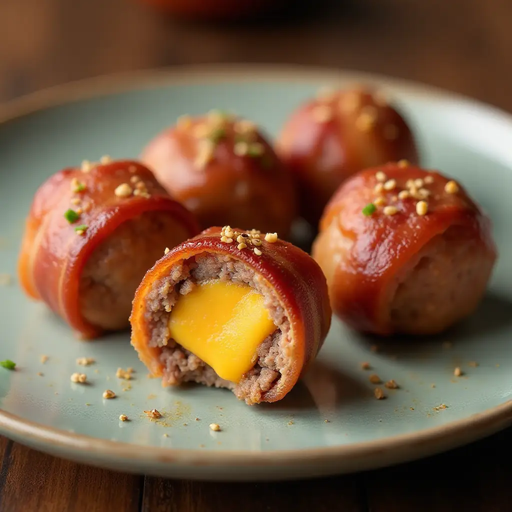Bacon Wrapped Cheeseburger Bites