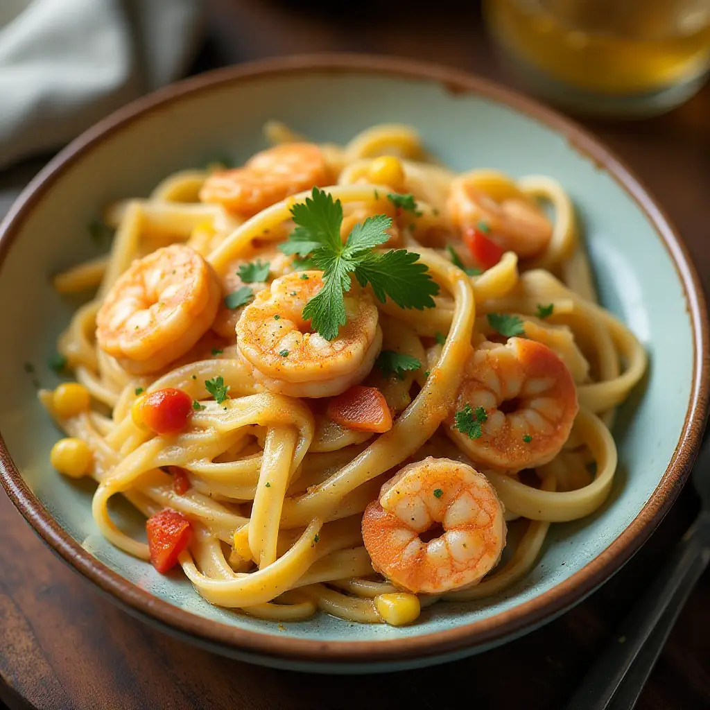 Linguine with Cajun-Spiced Shrimp and Corn