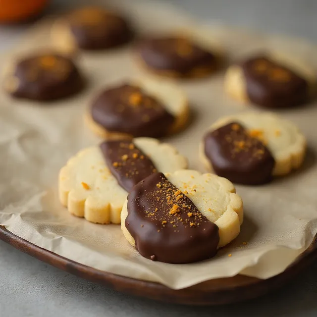Chocolate-Dipped Orange Shortbread Cookies