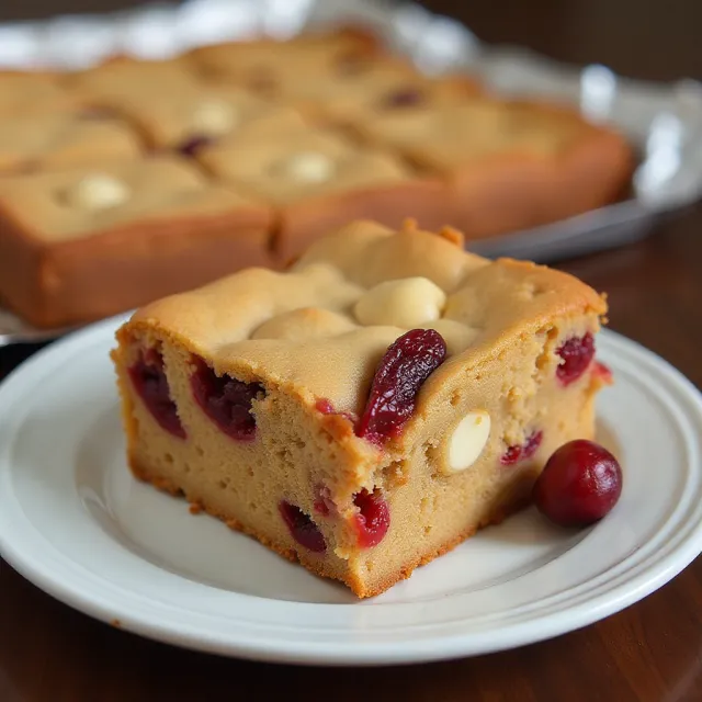 Blonde Brownies with White Chocolate and Cranberries