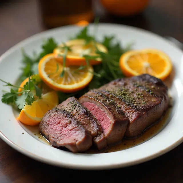 Garlic Fennel Flank Steak with Oranges