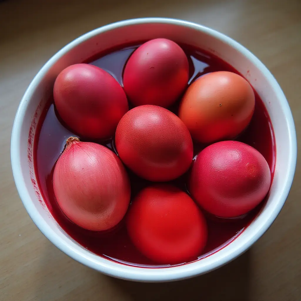 Dyed Greek Red Easter Eggs