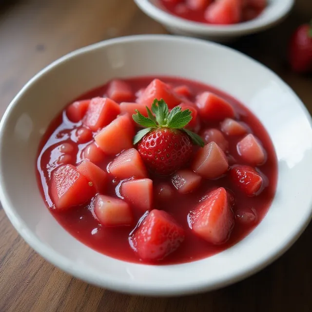 Rosy Strawberry Rhubarb Applesauce