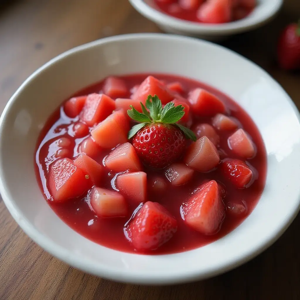 Rosy Strawberry Rhubarb Applesauce