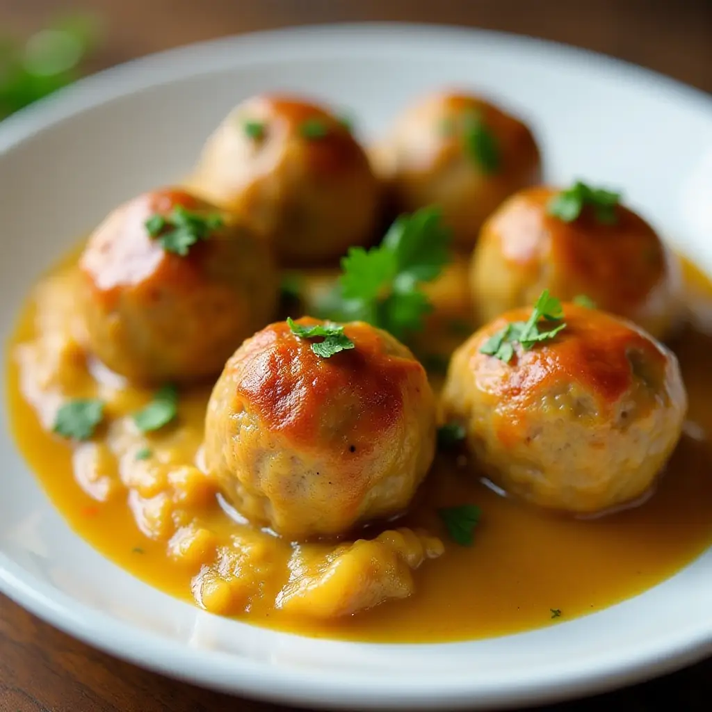 Turkey Meatballs in Maple-Bourbon Mustard Sauce