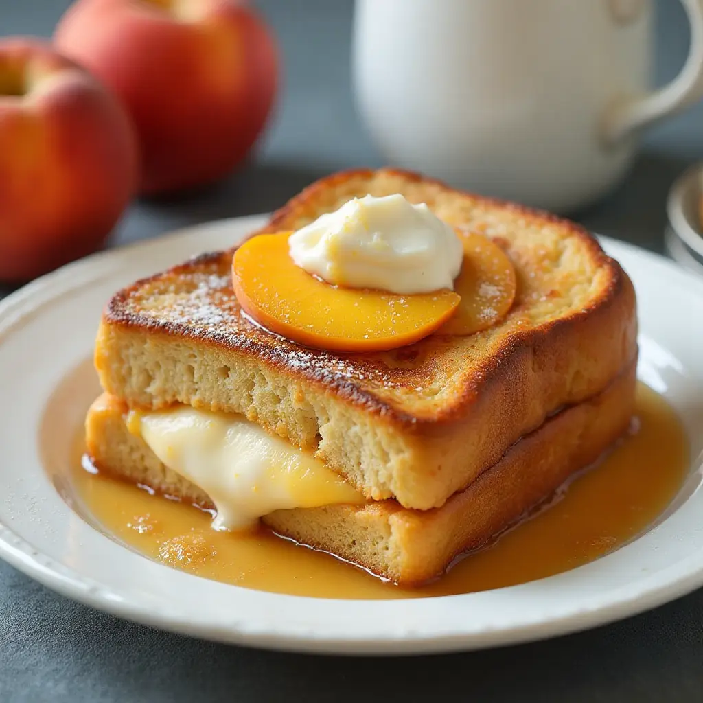 Mascarpone Stuffed French Toast with Peaches