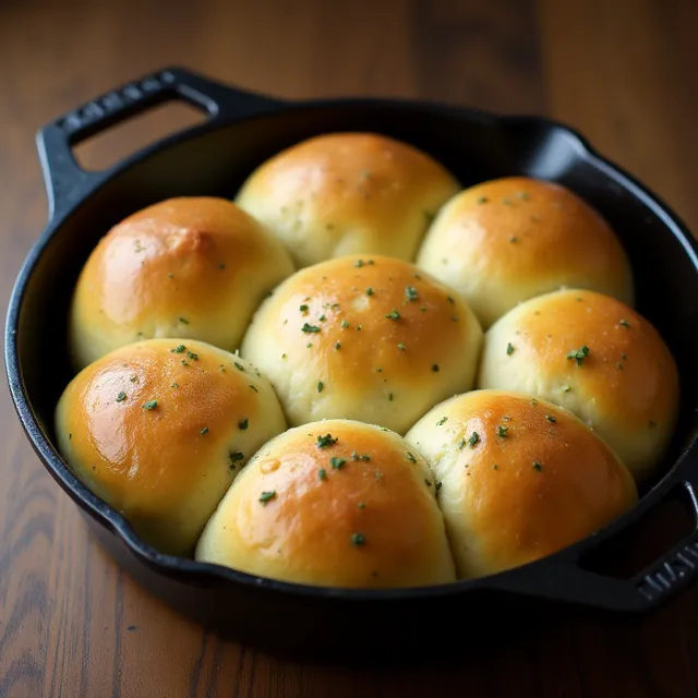 Herby Garlic Skillet Dinner Rolls