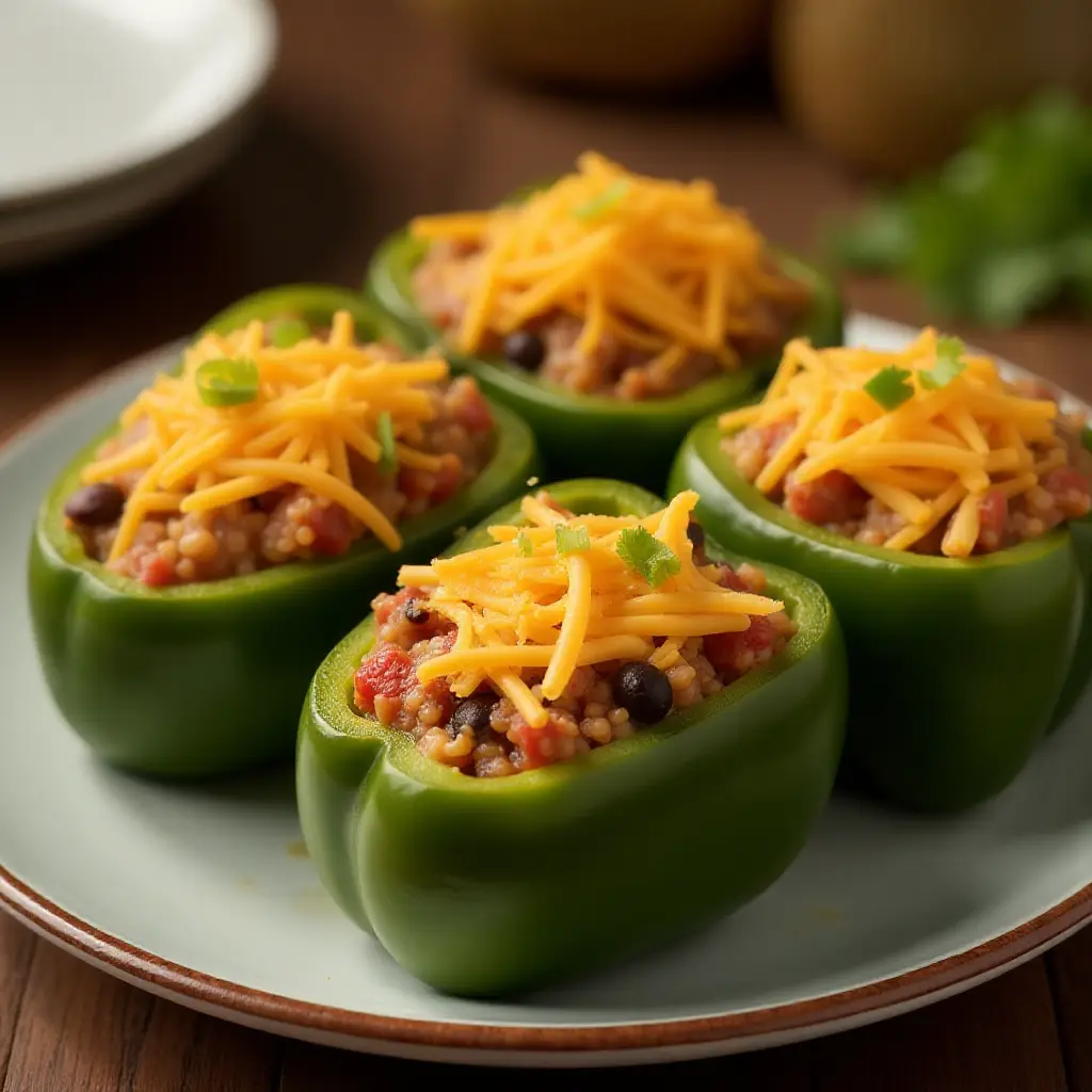 Vegetarian Mexican Inspired Stuffed Peppers