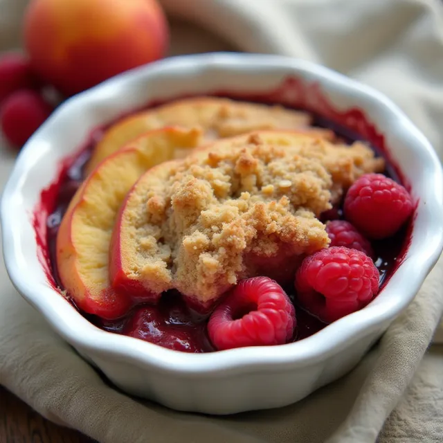 Peach and Raspberry Crumble