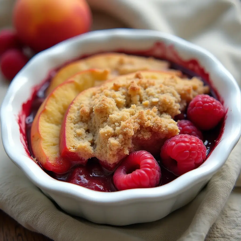 Peach and Raspberry Crumble