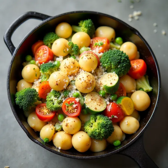 Skillet Gnocchi Primavera with Lemon Cream Sauce