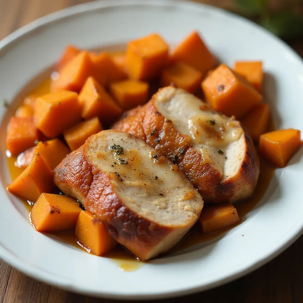 Air Fryer Pork Tenderloin with Sweet Potatoes