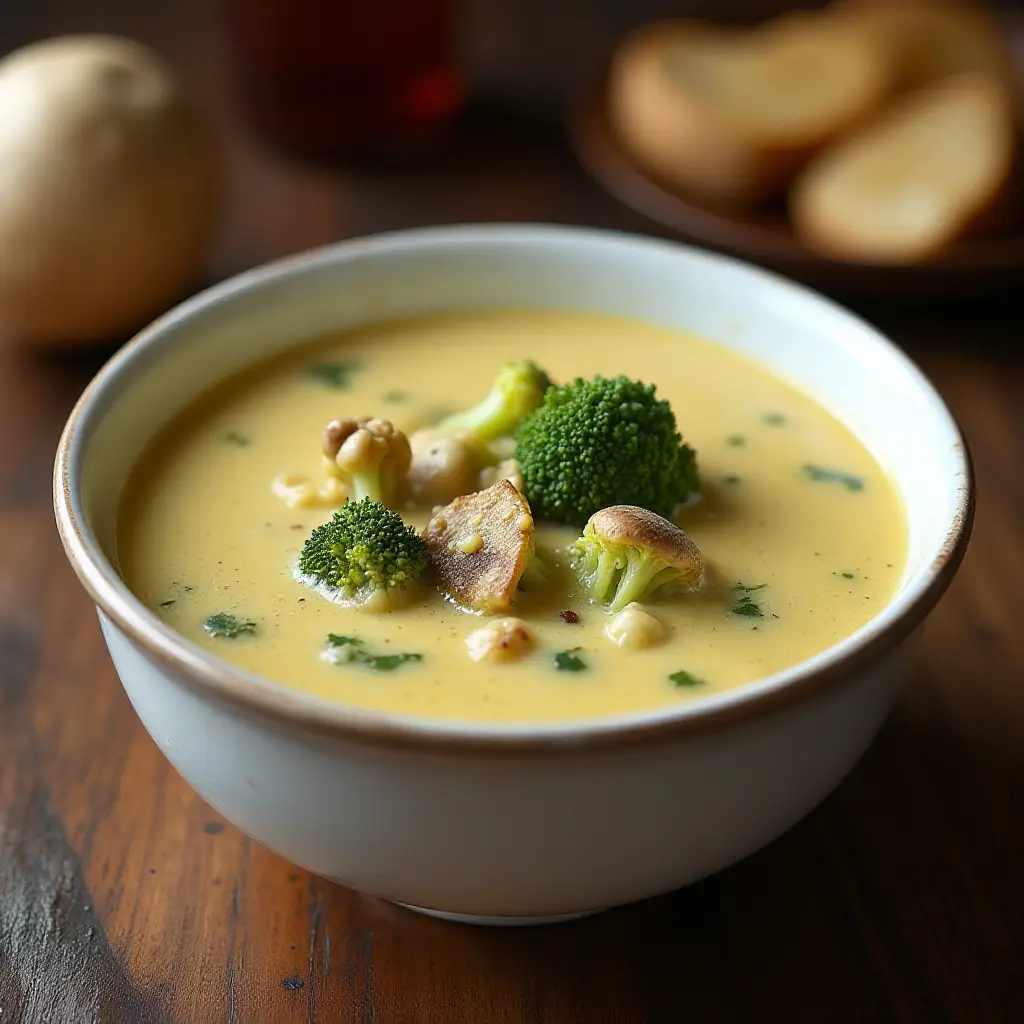 Creamed Broccoli and Mushroom Soup