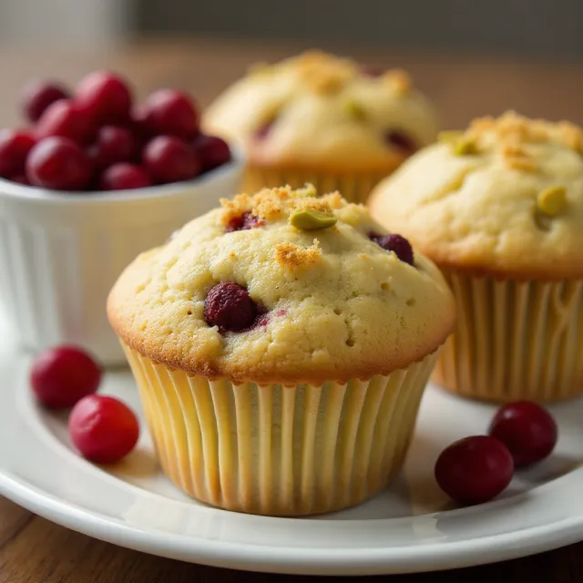 Cranberry Pistachio Pudding Muffins