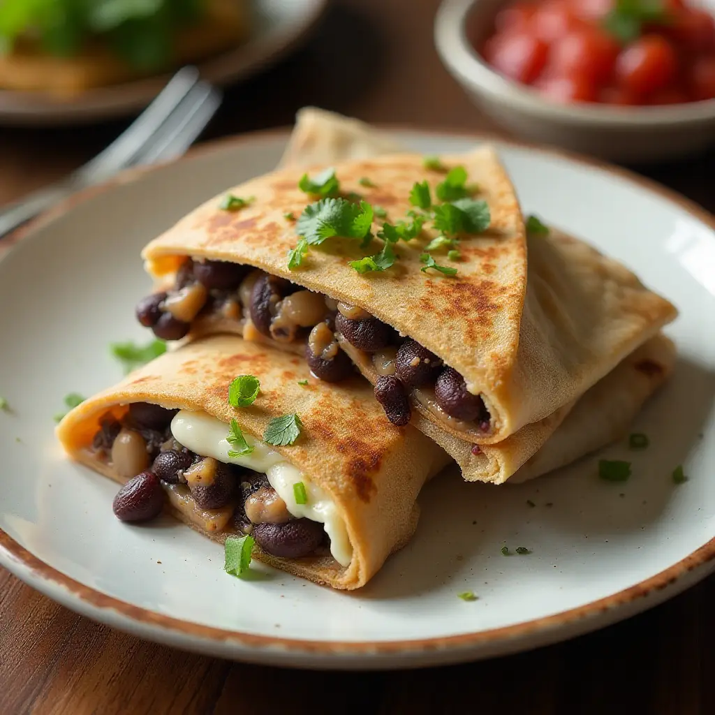 Mushroom and Black Bean Quesadillas