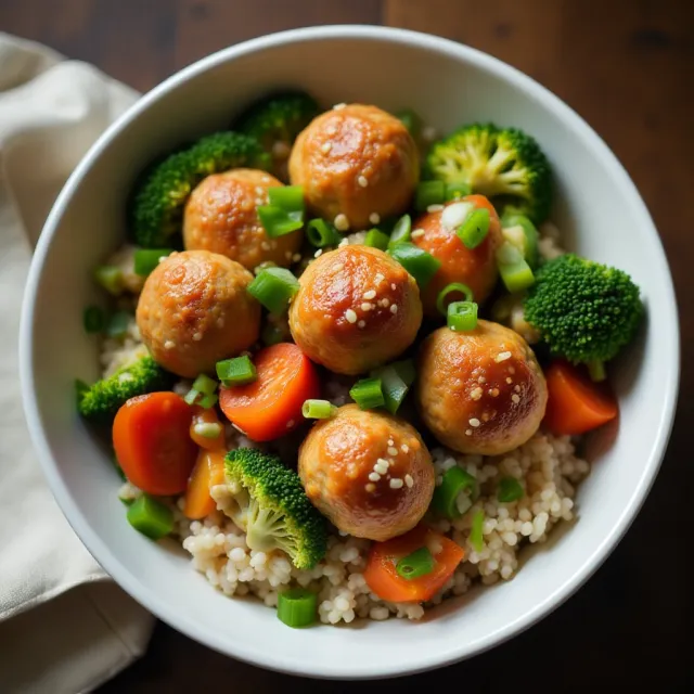 Garlic Ginger Chicken Meatball Bowls