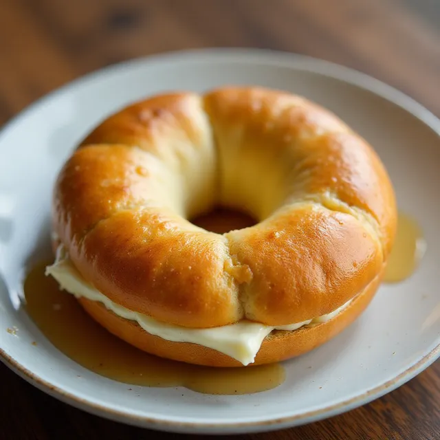 Hot Honey Butter Cream Cheese Stuffed Bagel
