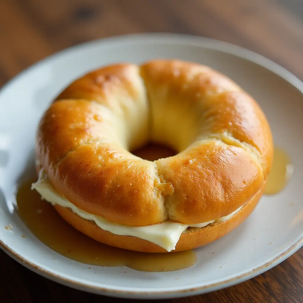 Hot Honey Butter Cream Cheese Stuffed Bagel