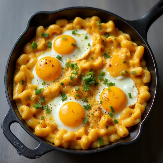 One Pan Breakfast Skillet Mac and Cheese