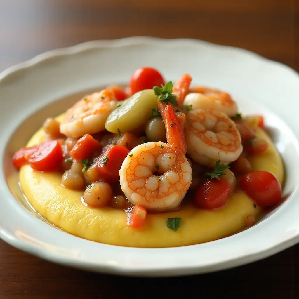 Sauteed Shrimp over Polenta