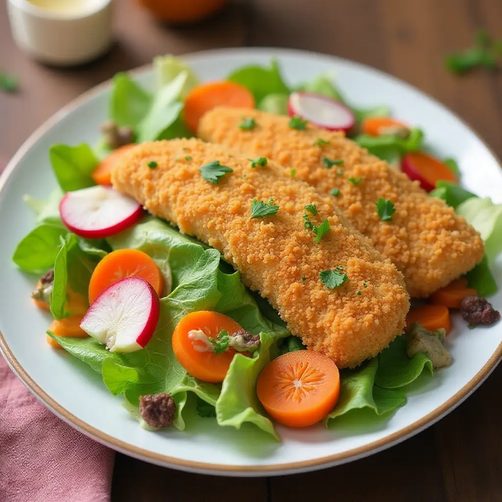 Crispy Chicken Salad with Yummy Honey Mustard Dressing