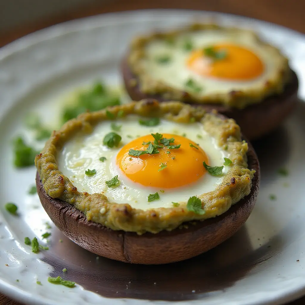 Stuffed Portobello Mushrooms with Egg and Pesto