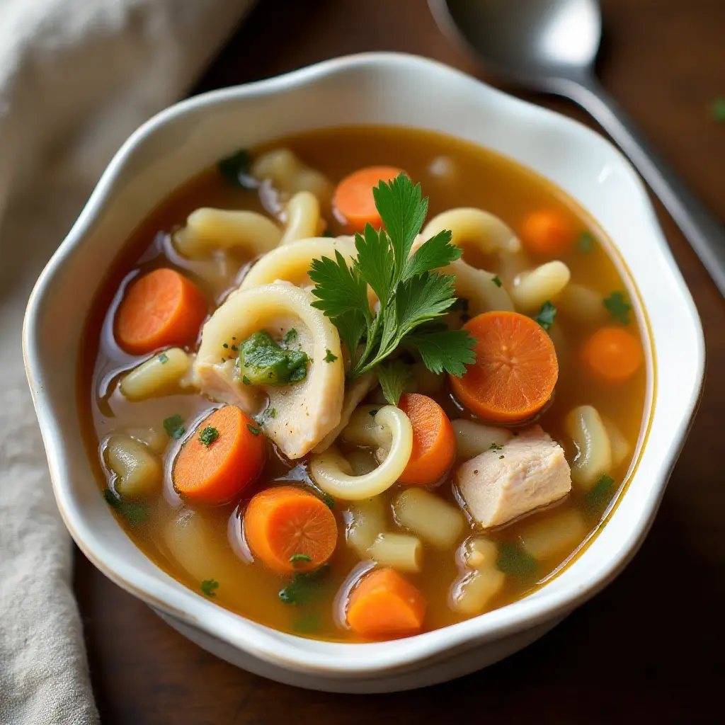 Homemade Roasted Chicken Noodle Soup