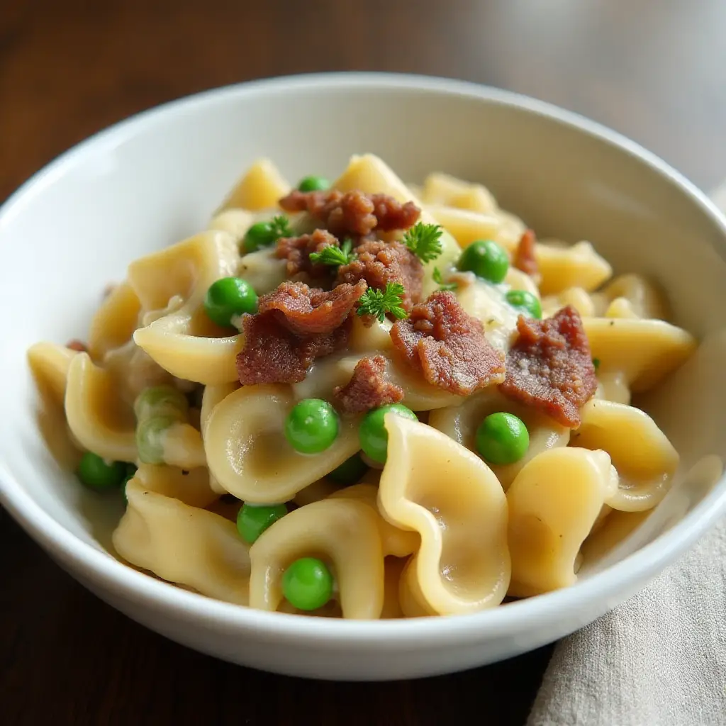 Creamy Pasta with Mushrooms and Peas