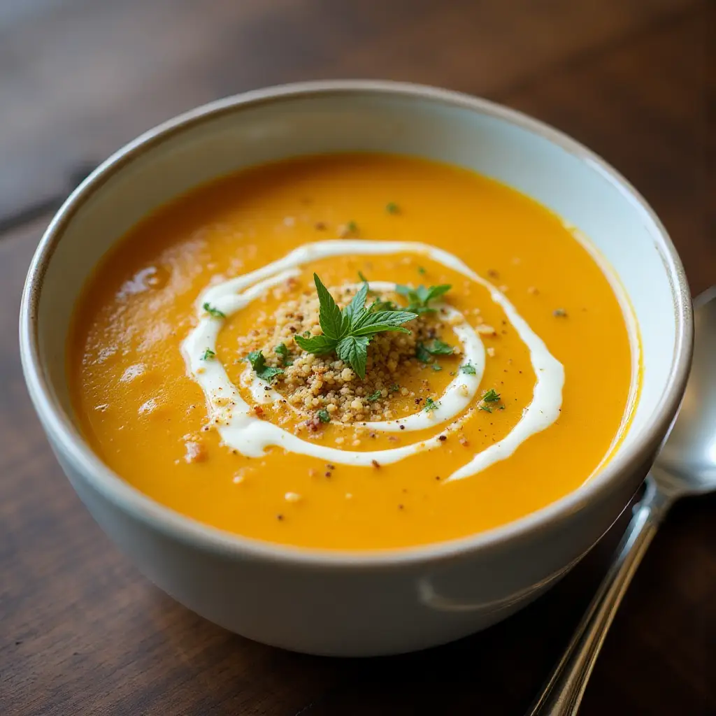 Butternut Squash-Sweet Potato Ginger Bisque