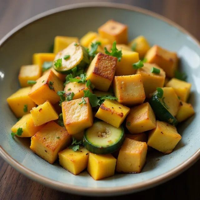 Yellow Squash and Tofu Stir Fry