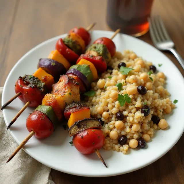 Tempeh Kabobs with Moroccan Couscous