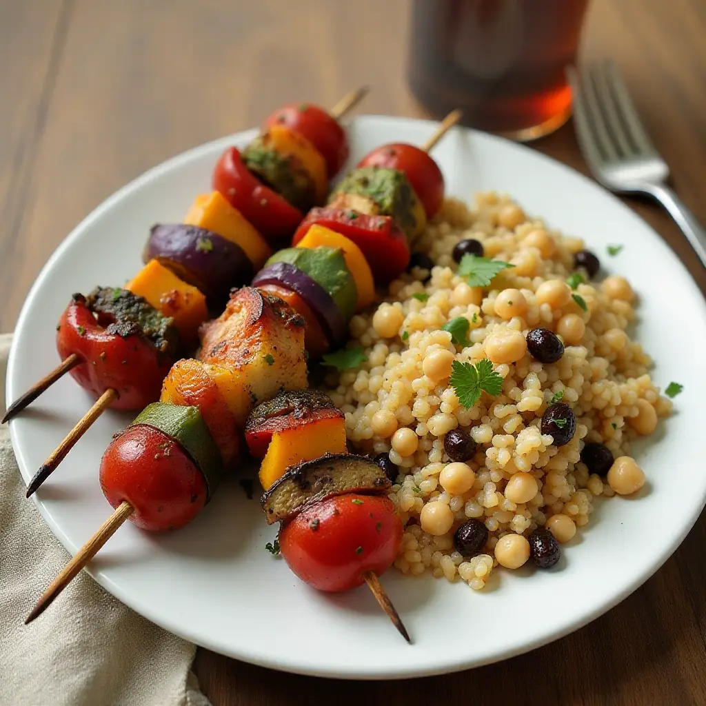 Tempeh Kabobs with Moroccan Couscous