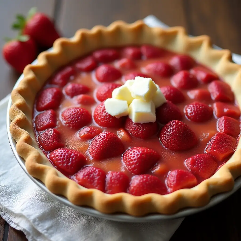 Strawberry Rhubarb Custard Pie