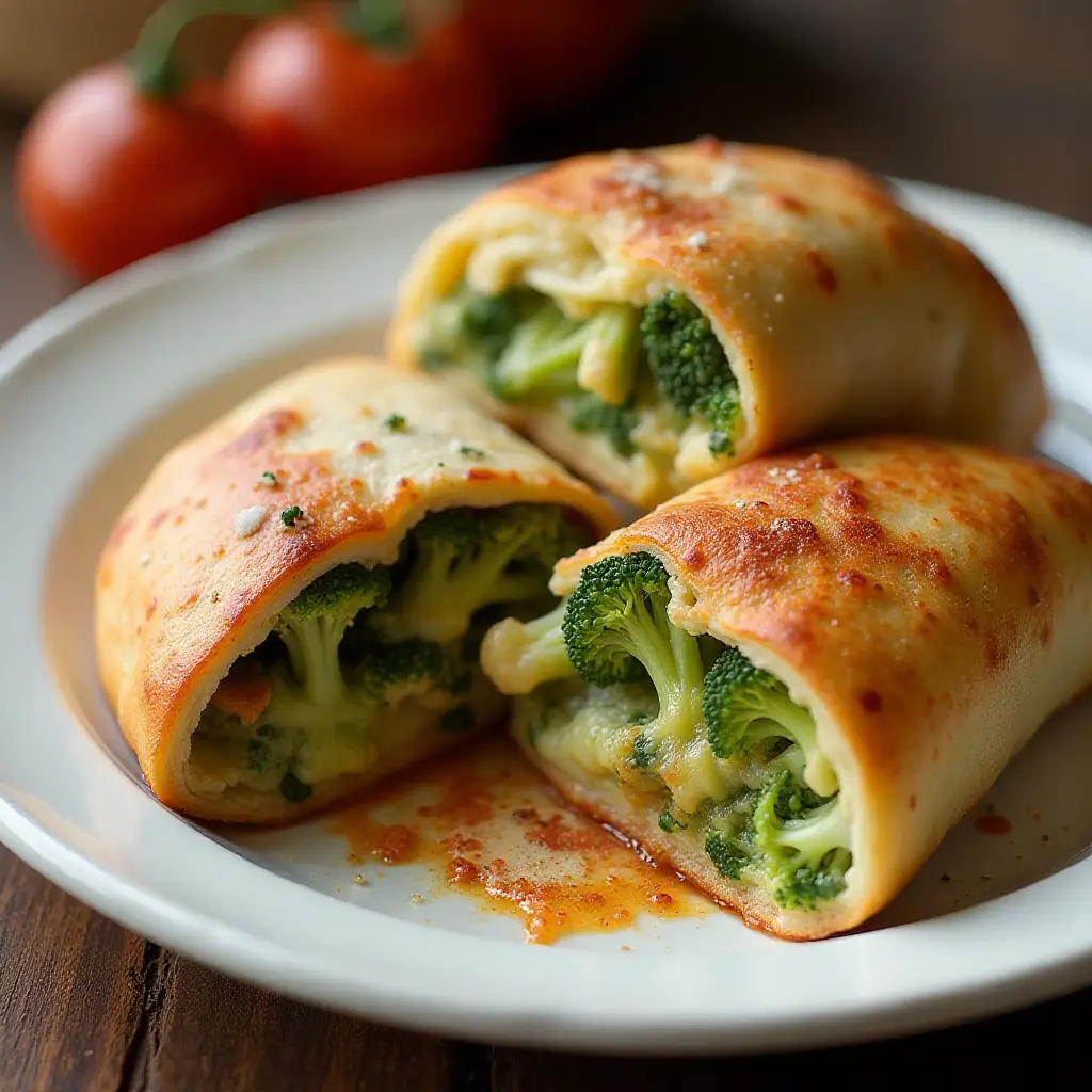 Broccoli, Pepperoni and Three Cheese Calzones