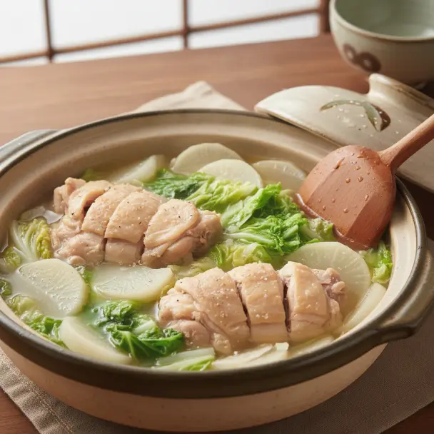 鶏肉と白菜、大根のスープ